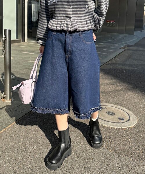 チャオパニック　デニム　フリル CIAOPANIC（チャオパニック） ジーンズ デニム デニムパンツ 「無地