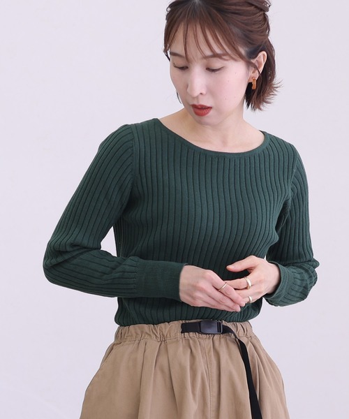 「ElegChic」 「LARU」長袖ニット M 杢グレー レディース_画像6