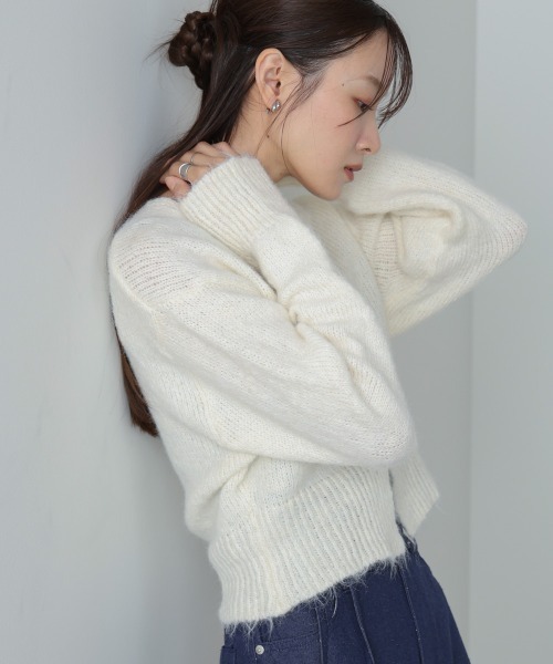 「Bab」 ニットカーディガン FREE ブルー レディース_画像6