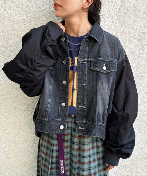 「DOUBLE NAME」 デニムジャケット FREE カーキ レディース_画像4