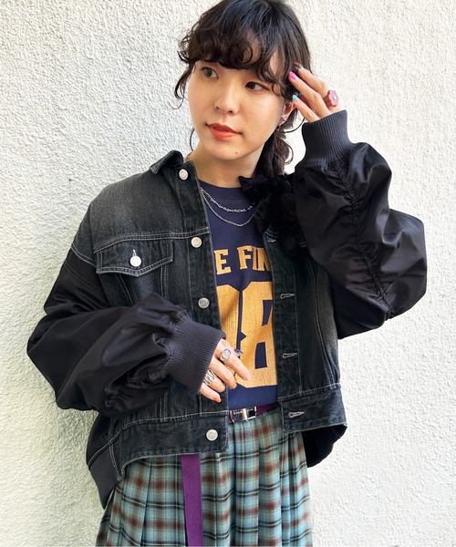 「DOUBLE NAME」 デニムジャケット FREE カーキ レディース_画像6