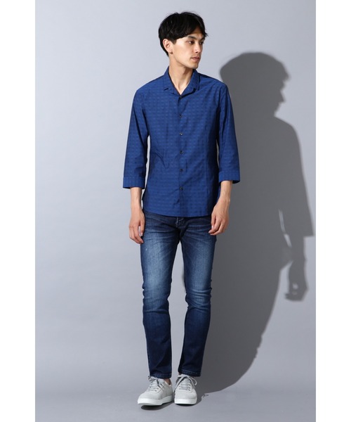 「HIGH STREET」 長袖シャツ M ネイビー メンズ_画像5