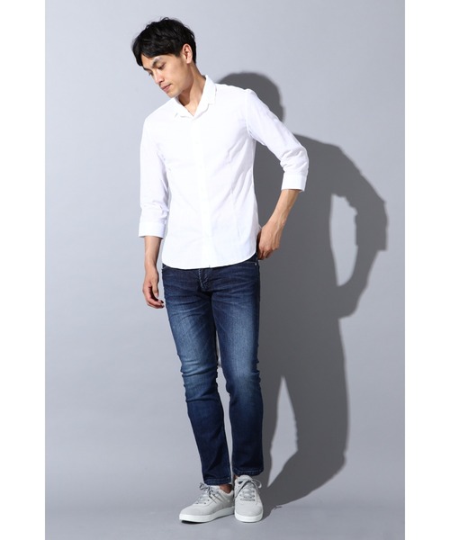「HIGH STREET」 長袖シャツ M ネイビー メンズ_画像6