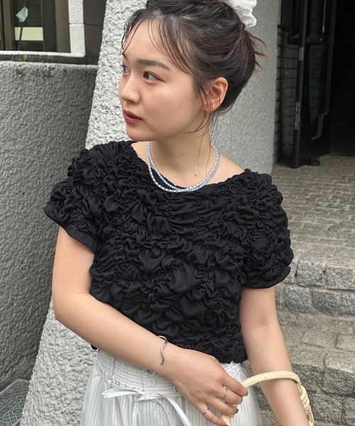 tシャツ 「新色RED」ふわふわシャーリングTシャツ レディースの画像