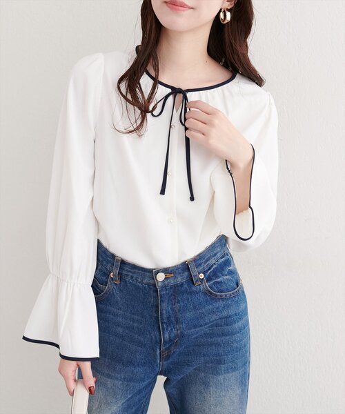 「natural couture」 長袖ブラウス FREE ネイビー レディース_画像3