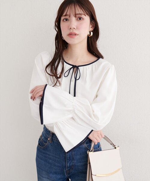 「natural couture」 長袖ブラウス FREE ネイビー レディース_画像4