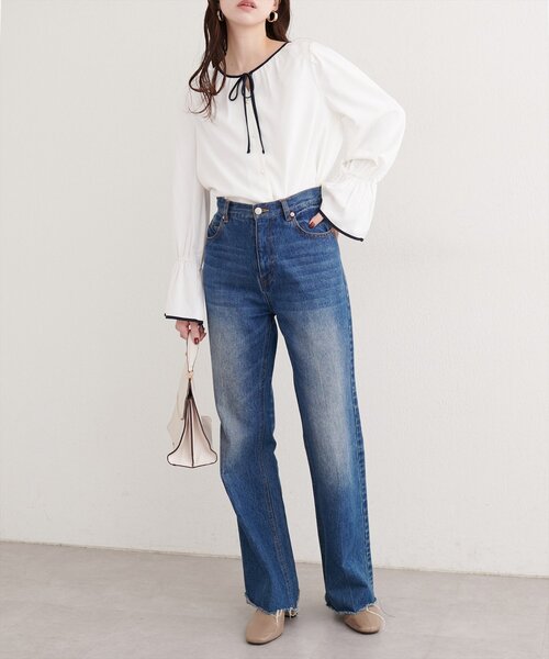 「natural couture」 長袖ブラウス FREE ネイビー レディース_画像5