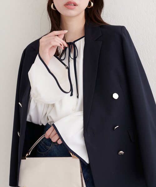 「natural couture」 長袖ブラウス FREE ネイビー レディース_画像6