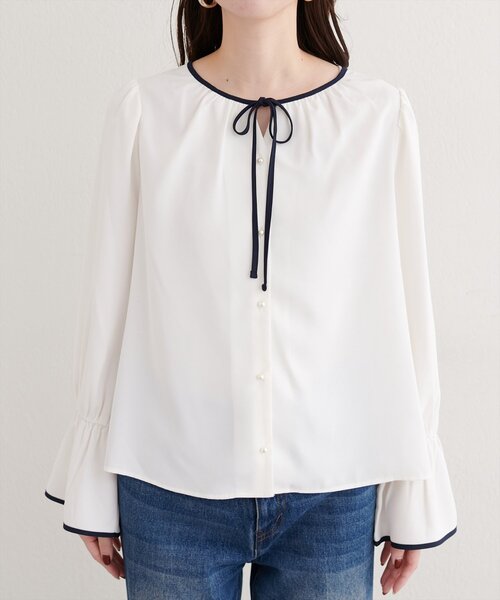 「natural couture」 長袖ブラウス FREE ネイビー レディース_画像8