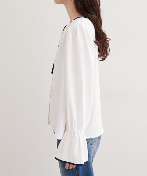 「natural couture」 長袖ブラウス FREE ネイビー レディース_画像9