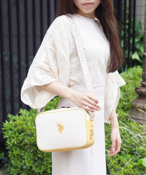 「U.S. POLO ASSN.」 ショルダーバッグ FREE ホワイト×イエロー レディース_画像6