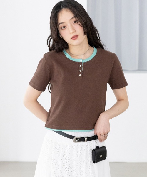 RAGEBLUE（レイジブルー） ヘンリーネック tシャツ 半袖 バイカラー