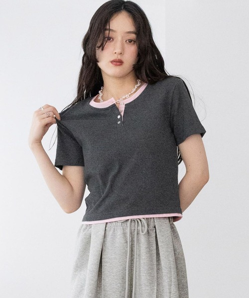 RAGEBLUE（レイジブルー） ヘンリーネック tシャツ 半袖 バイカラー