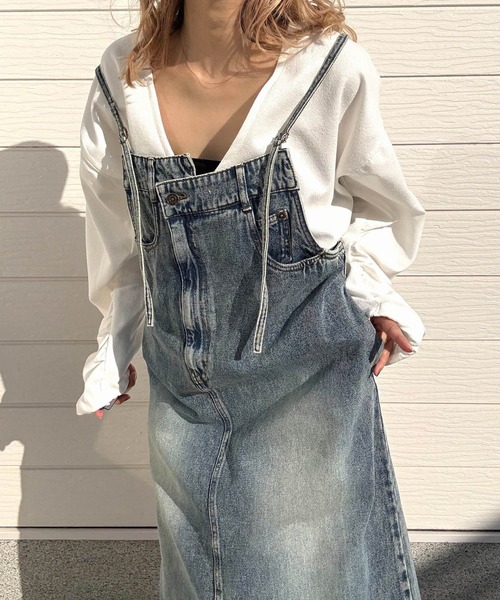 「Q」 キャミソールワンピース MEDIUM グレー レディース_画像4
