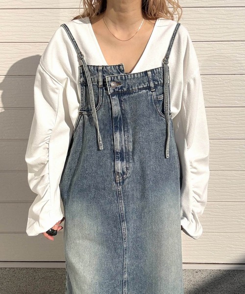 「Q」 キャミソールワンピース MEDIUM グレー レディース_画像5