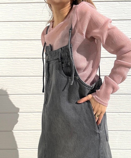 「Q」 キャミソールワンピース MEDIUM グレー レディース_画像9