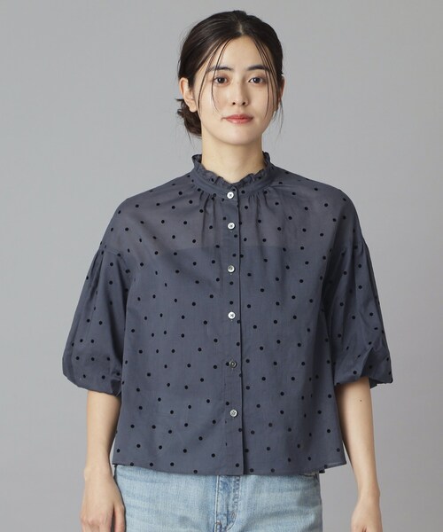 「DRESSTERIOR」 7分袖ブラウス 36 ネイビー レディース_画像6