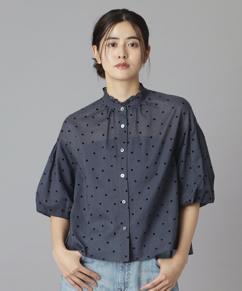 「DRESSTERIOR」 7分袖ブラウス 36 ネイビー レディース_画像7