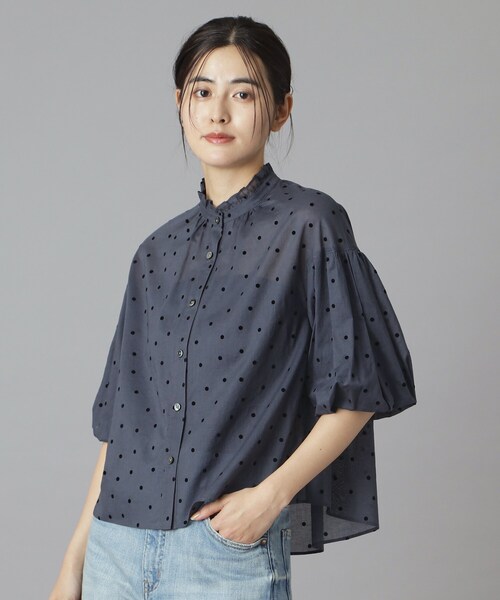 「DRESSTERIOR」 7分袖ブラウス 36 ネイビー レディース_画像8