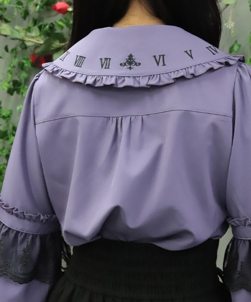 NIBBLE POISON（ニブルポイズン） ブラウス シャツ 時計刺繍フリル袖
