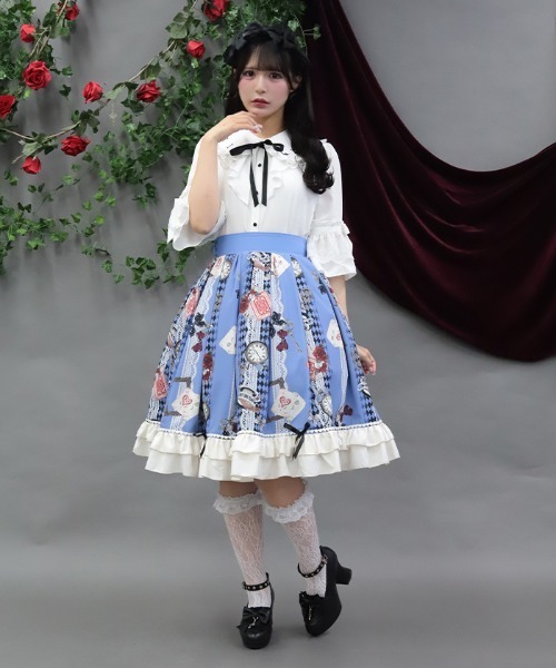 NIBBLE POISON（ニブルポイズン） ブラウス シャツ 時計刺繍フリル袖