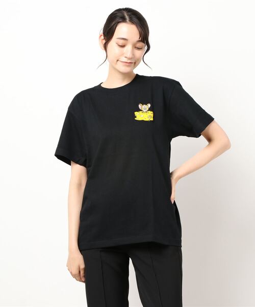 tシャツ 半袖 トムとジェリー 半袖Tシャツ チーズ ブラック レディース