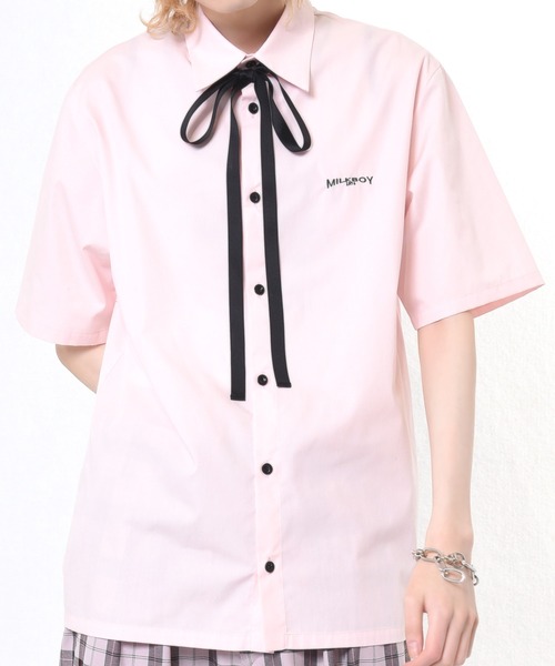美品✨MILK BOY 半袖シャツ LOGO RIBBON レディース MILKBOY シャツ LOGO RIBBON メンズ レディース : ZOZOTOWN