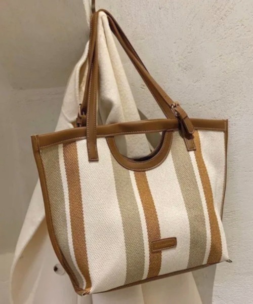 LADY LIKE トートバッグ 太ストライプパイピングトートバッグ