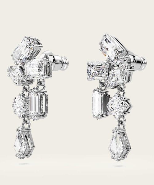 SWAROVSKI Mesmera ドロップピアス Mesmera drop earrings, Mixed cuts, White, Rhodium plated