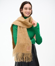 LANVIN en Bleu マフラー ストール ロゴパッチニットストール