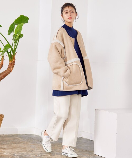 Tiaclasse ムートンコート ボアコート 2wayリバーシブルボアショート