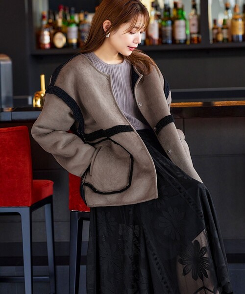 Theory ムートンショートコート　ブルゾン Tiaclasse ムートンコート ボアコート 2wayリバーシブルボアショート