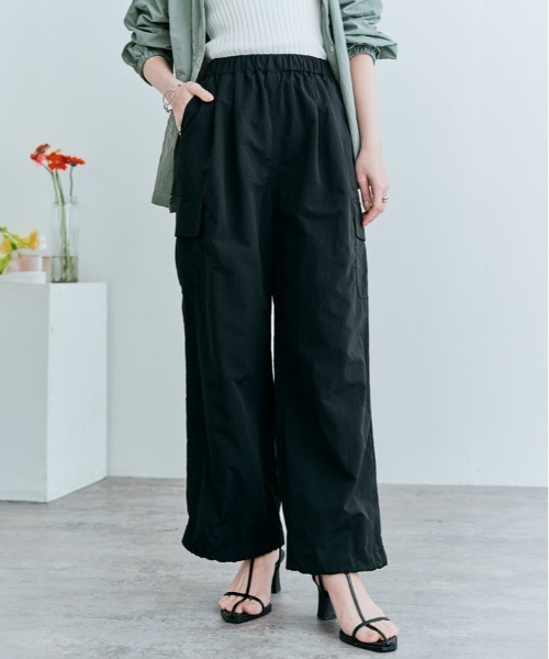 ワイドパンツ カーゴパンツ 撥水 2way パラシュート レディース