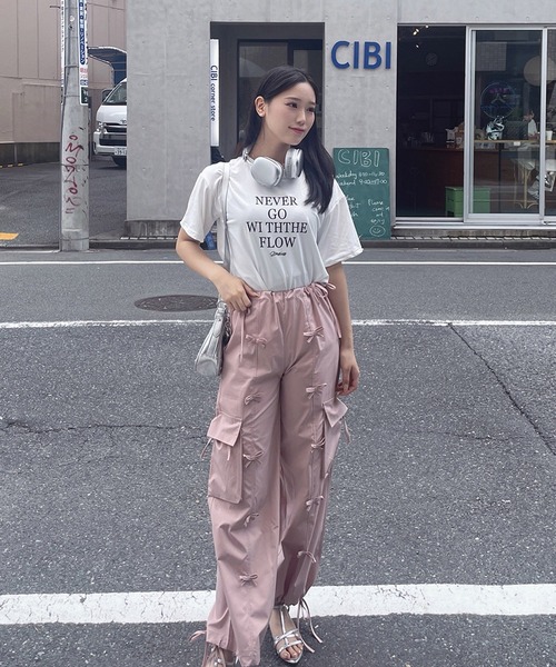 RiLi（リリ） パンツ リボンパラシュートパンツ「RL」 レディース