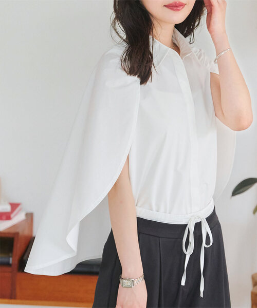 ブラウス シャツ 湖畔のレモンクリームパイ「ノースリーブブラウス」 レディース alotta ブラウス シャツ インナー付ノースリーブペプラム