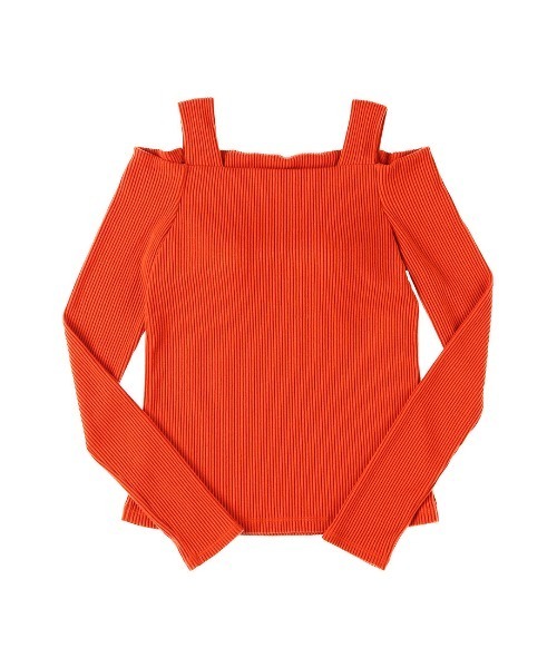 新品)OUR WACOAL オフショルダー レッドトップス OUR WACOAL tシャツ カップ付きストラップオフショルダー 長袖