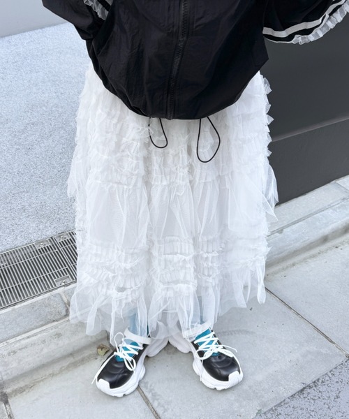 SOLLON.（ソルロン） ロング スカート フリルティアードチュール