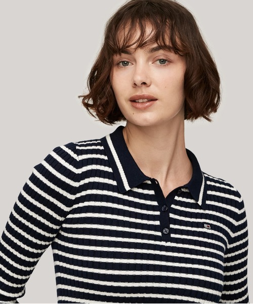 ニット セーター エッセンシャルロングスリーブポロセーター レディース TOMMY JEANS ニット セーター エッセンシャルロングスリーブポロ