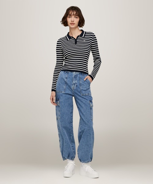 ニット セーター エッセンシャルロングスリーブポロセーター レディース TOMMY JEANS ニット セーター エッセンシャルロングスリーブポロ