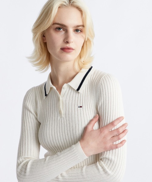 ニット セーター エッセンシャルロングスリーブポロセーター レディース TOMMY JEANS ニット セーター エッセンシャルロングスリーブポロ