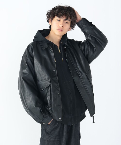 BEAMS HEART ブルゾン アウター クラシック フェイクレザー