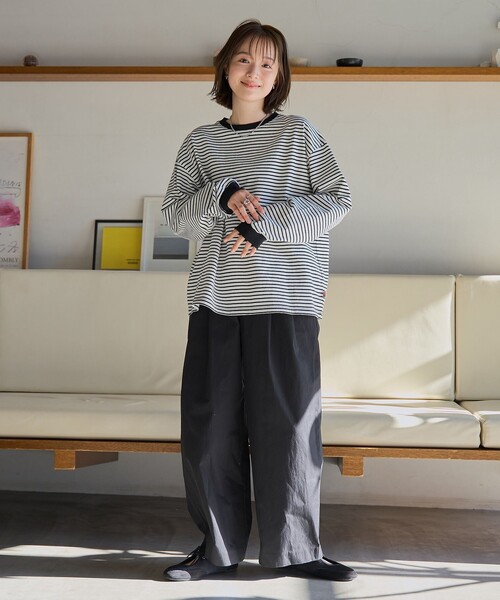 つーとん　レディース　GB S coen（コーエン） チノパン コットンナイロンツータックワイドパンツ