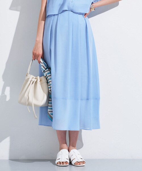 新品タグ付き　INDIVI【アシメ】巻き風ロングプリーツスカート 楽天市場】【アシメ】巻き風ロングプリーツスカート