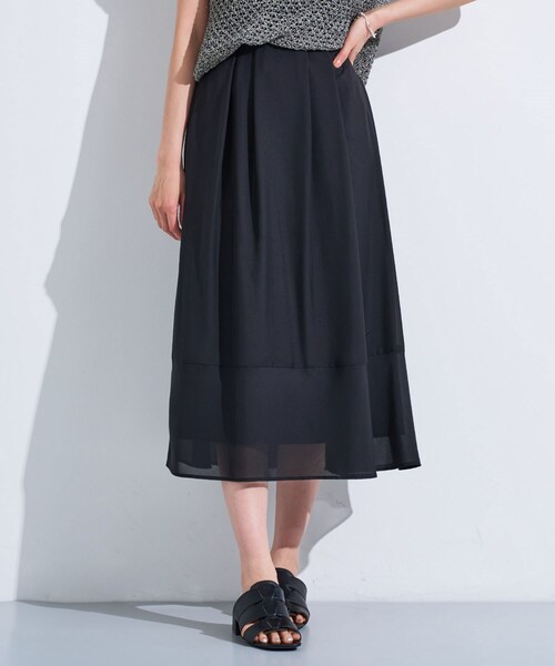 新品未使用◎wirrow スカート G1085 綿/麻デニムのプルオンロングスカート(F ストーンバイオ