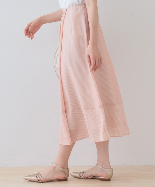 INDIVI スカート 新色登場！「洗える／エアリー素材」巻き風