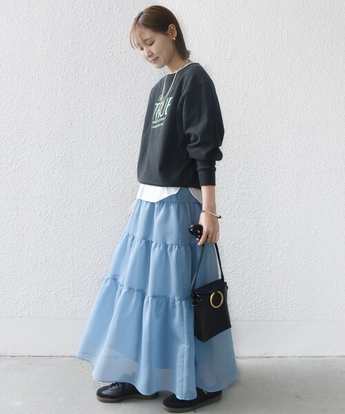 SHIPS（シップス） スカート オーガンジー ティアード スカート