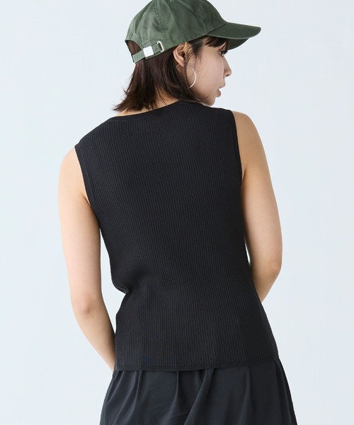 タンクトップ ノースリーブ UVカット クールマックスリブニットタンクトップ レディース LACOSTE タンクトップ ノースリーブ UVカット クールマックス