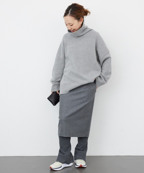 エブリデイアイライク　ウールカシミヤ　 タートルネックニットドレス　ゆったり エブリデイアイライク ウールカシミヤ タートルネックニットドレス