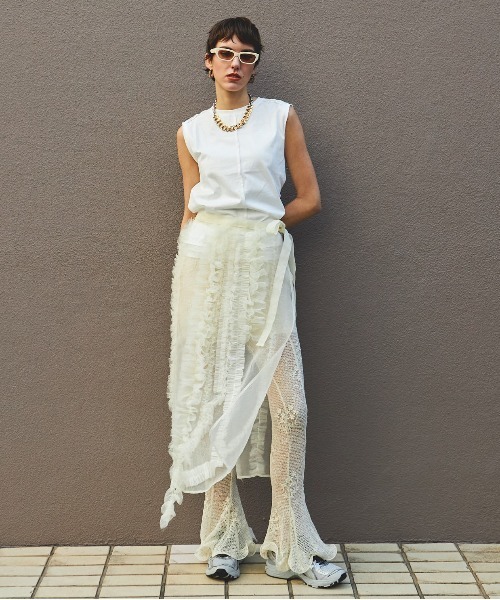 MAISON SPECIAL スカート Sheer Ruffle Skirt/シアーフリル