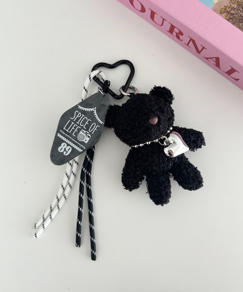 気になってる人が男じゃなかった　ぬいぐるみキーチェーン　チャームつきカラビナ キーホルダー ハート カラビナ付き ファー ドッグ ぬいキーホルダー